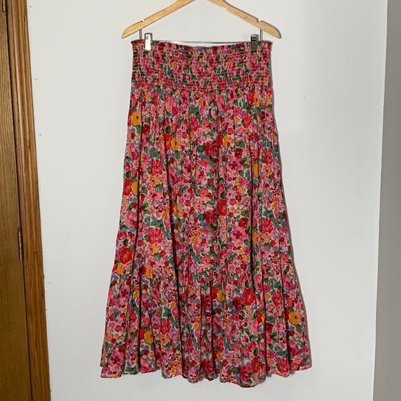 Womens NATURAL LIFE Flora Cotton Convertible Skirt Pink Floral size L EUC! - Picture 5 of 5